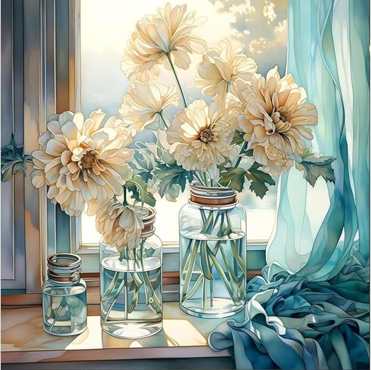 Paint by Numbers Kit for Adults, Flowers Paint by Numbers on Canvas for Beginners, Acrylic Easy Painting Number Kits for Gift Decor - 16x16 Inch
